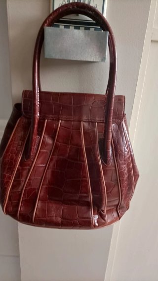 Bolso Braccialini Cocodrilo Marrón Dorado
