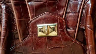 Bolso Braccialini Cocodrilo Marrón Dorado