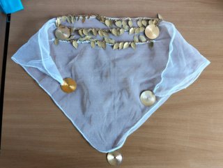 Vestido túnica oriental azul con pañuelo