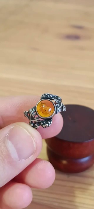 Anillo Plata Vid Uvas Ámbar