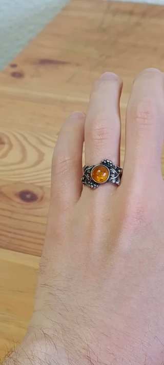 Anillo Plata Vid Uvas Ámbar