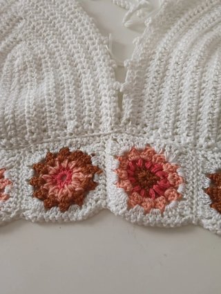 Top Crochet Hecho a Mano Flores Boho Chic