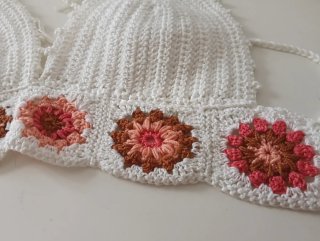 Top Crochet Hecho a Mano Flores Boho Chic