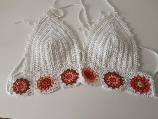 Top Crochet Hecho a Mano Flores Boho Chic
