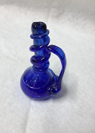 Lotto 6 Vetri Miniature Blu Cobalto Soffiato