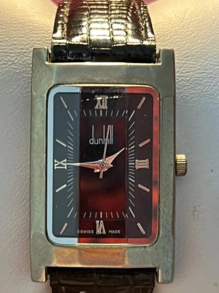 Reloj Dunhill Rectangular Marrón y Plateado