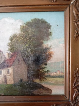 Óleo paisaje antiguo Francia S. XIX.