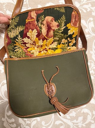 Bolso Loewe piel y lona verde