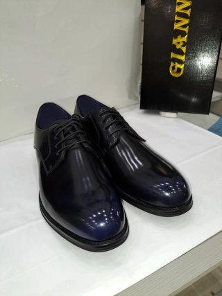 Scarpe uomo derby similpelle blu tg. 44