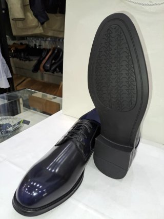 Scarpe uomo derby similpelle blu tg. 44