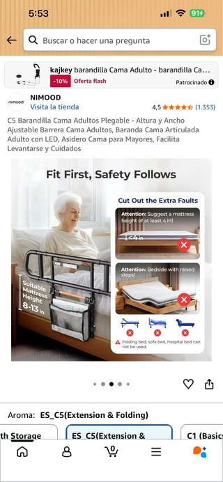 Barandilla Cama Adulto Plegable NIMOOD