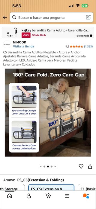 Barandilla Cama Adulto Plegable NIMOOD