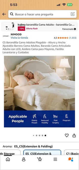 Barandilla Cama Adulto Plegable NIMOOD