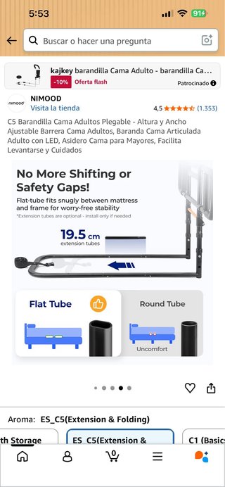 Barandilla Cama Adulto Plegable NIMOOD