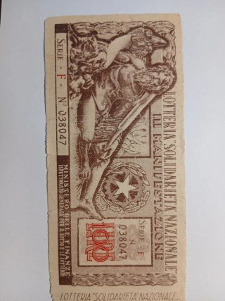 Biglietto Lotteria Nazionale Solidarietà Nazionale
