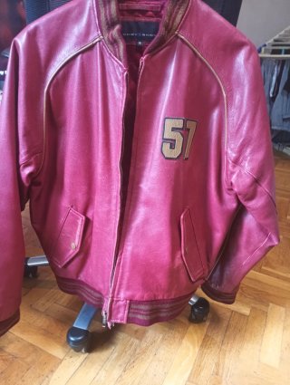 Cazadora Piel Chevignon Talla M Roja,buen estado