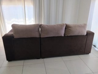 Sofá Chaise Longue Beige y Marrón de 225 wcm