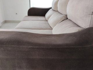 Sofá Chaise Longue Beige y Marrón de 225 wcm