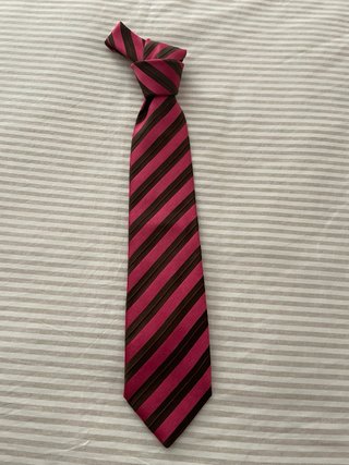 Corbata Caramelo Seda Rayas Rosa y Marrón