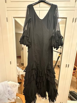 Vestido Flamenca Negro Plumeti