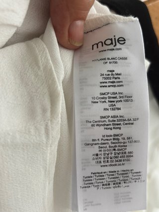 Blusa Maje Blanca con Encaje Talla 36