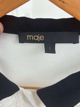 Blusa Maje Blanca con Encaje Talla 36