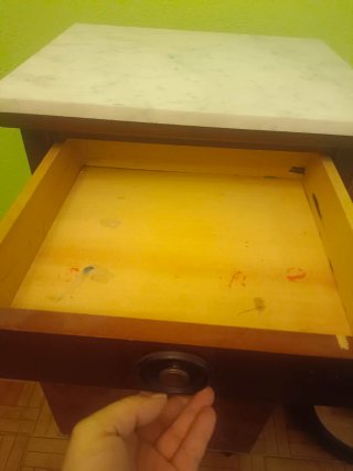 Mesita auxiliar vintage mármol y madera