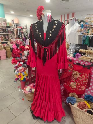 Traje de flamenca canastero rojo