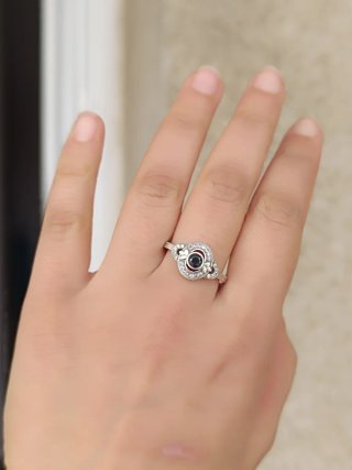 Anillo de Plata y Circonita Negra - Estilo Vintage