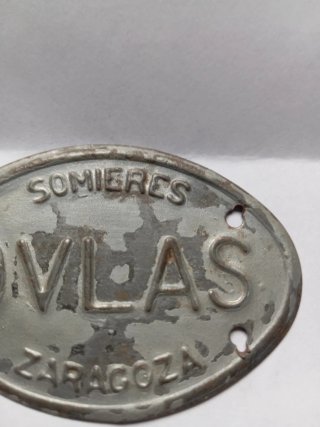 Chapa antigua Somieres Ovlas Zaragoza