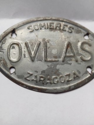 Chapa antigua Somieres Ovlas Zaragoza