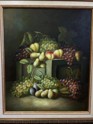 Cuadro de frutas con marco de madera