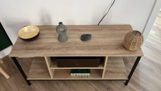Mueble TV madera y metal negro