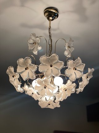Lámpara Vintage Flores Cristal Metal Dorado