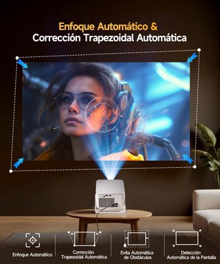 Mini Proyector 4K & 8K Soporte 1080P Nativo