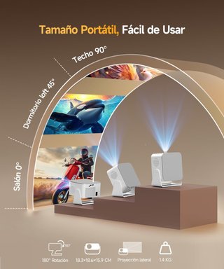 Mini Proyector 4K & 8K Soporte 1080P Nativo