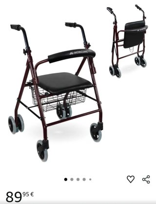 Andador con asiento y cesta