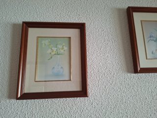 Dos cuadros de flores en madera