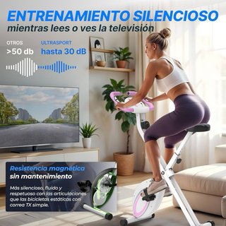 Bicicleta Estática Plegable Rosa