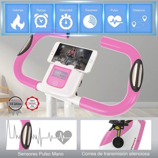 Bicicleta Estática Plegable Rosa