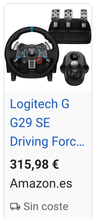 Volante Logitech G29. Pedales y palanca de cambio