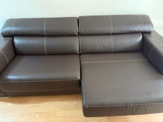 Sofá Chaise Longue Cama Marrón Piel