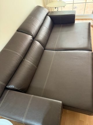 Sofá Chaise Longue Cama Marrón Piel