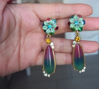 Pendientes Esmaltados Chapados Flor
