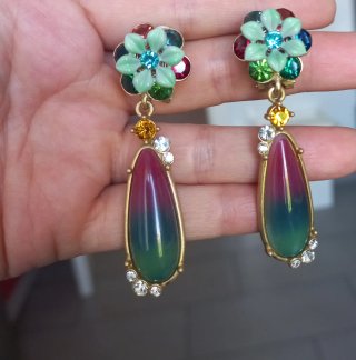 Pendientes Esmaltados Chapados Flor