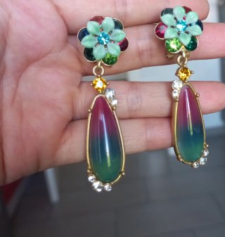 Pendientes Esmaltados Chapados Flor