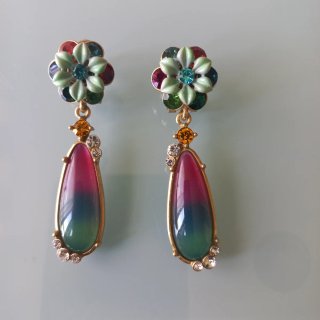 Pendientes Esmaltados Chapados Flor