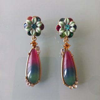 Pendientes Esmaltados Chapados Flor