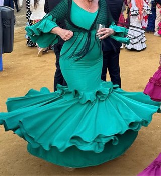 Traje Flamenca Verde Turquesa Talla 42