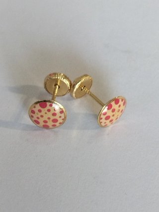 Pendientes bebé oro amarillo puntos rosas